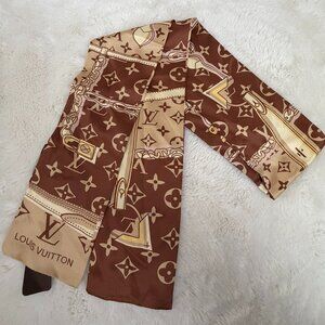 Louis Vuitton Silk Twilly Brown Scarf